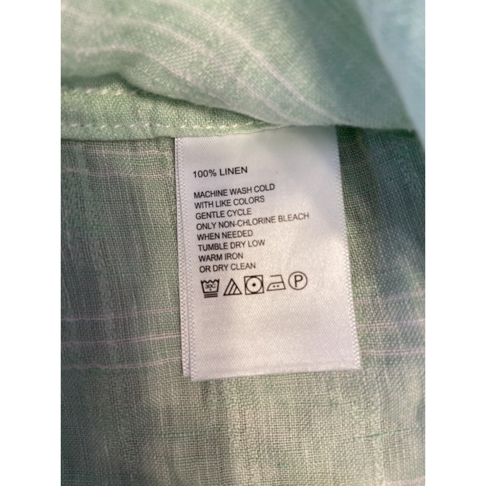 Men's Tommy Bahama Ventana Plaid Button Up Shirt Spring Lime 100% Linen 3XLB New - Picture 9 of 13